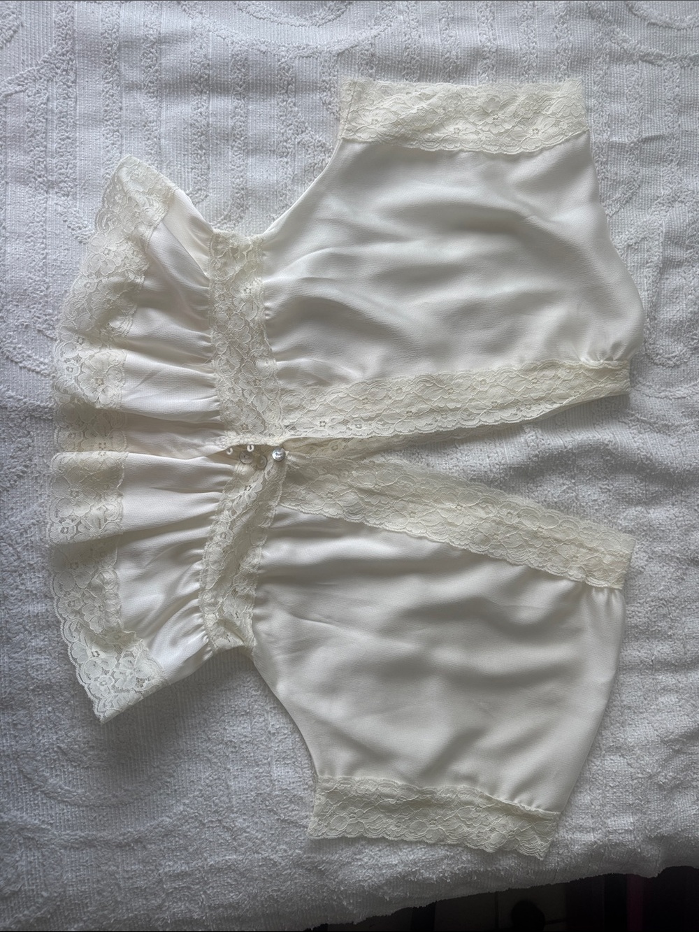 Ivory Lace-Trim Satin top